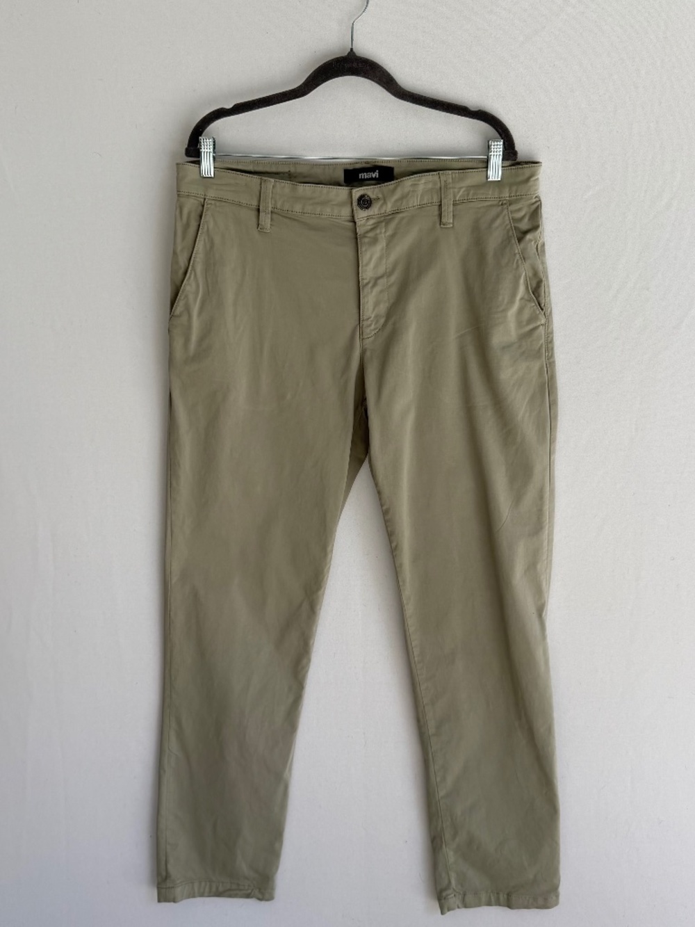 MAVI Men’s 36x32 Edward Slim Straight Leg Flat Front Pants Green Gray